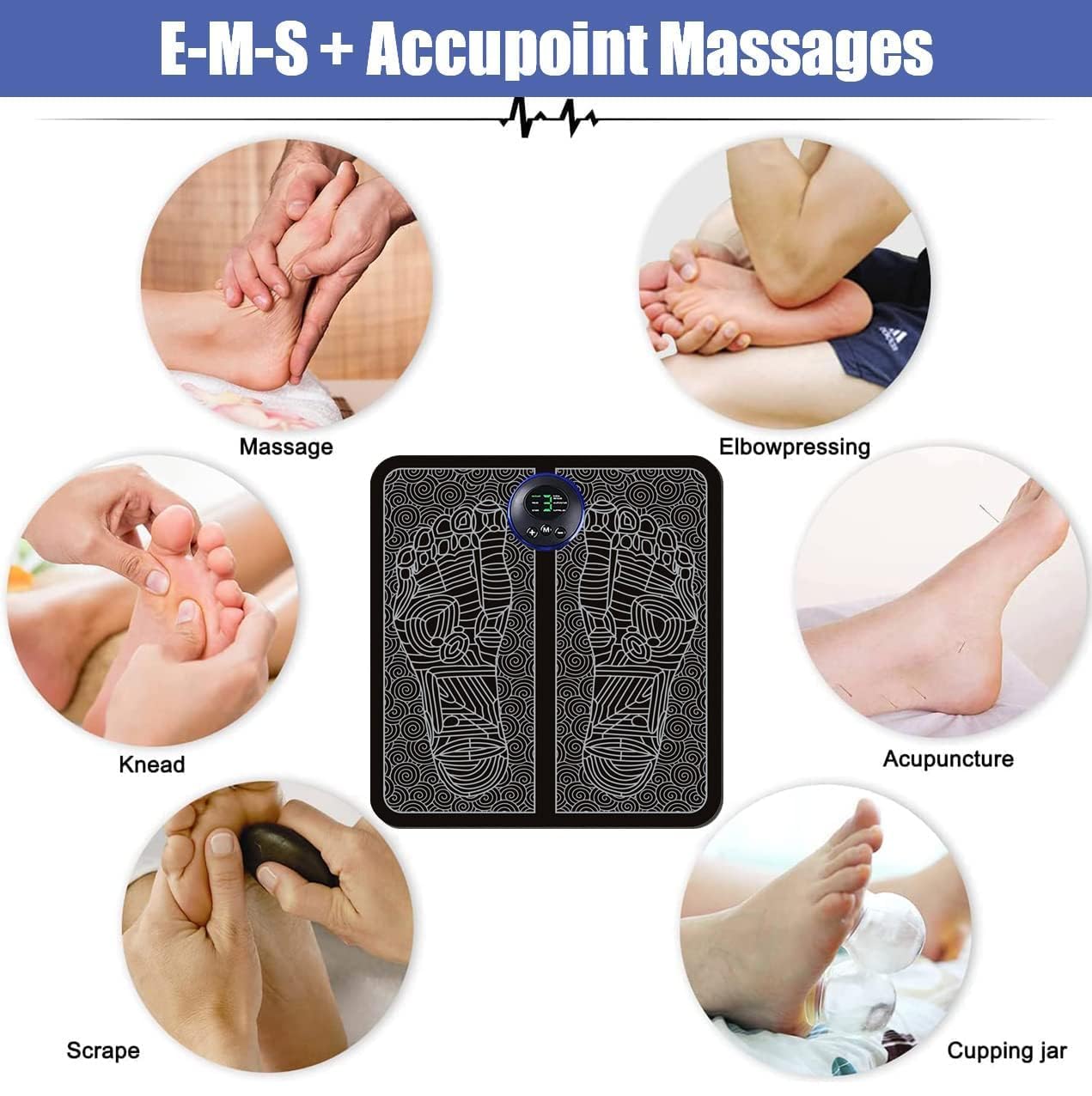 Accupoint Foot Massager, 8 modes, 19 intensity levels for ultimate pain relief