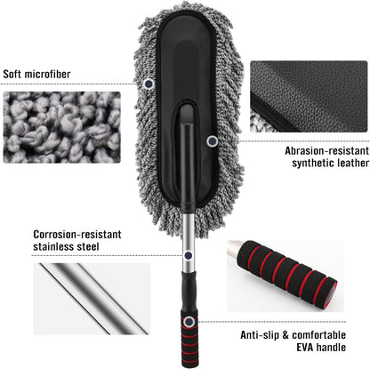 Super Soft Microfiber Car Duster Exterior with Extendable Handle, Car Brush Duster for Car Cleaning Dusting