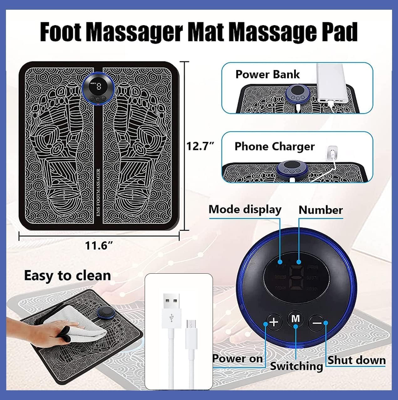 Accupoint Foot Massager, 8 modes, 19 intensity levels for ultimate pain relief